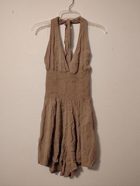 Final Touch Dainty Hooligan Halter Smocked Waist Open Back Summer Romper